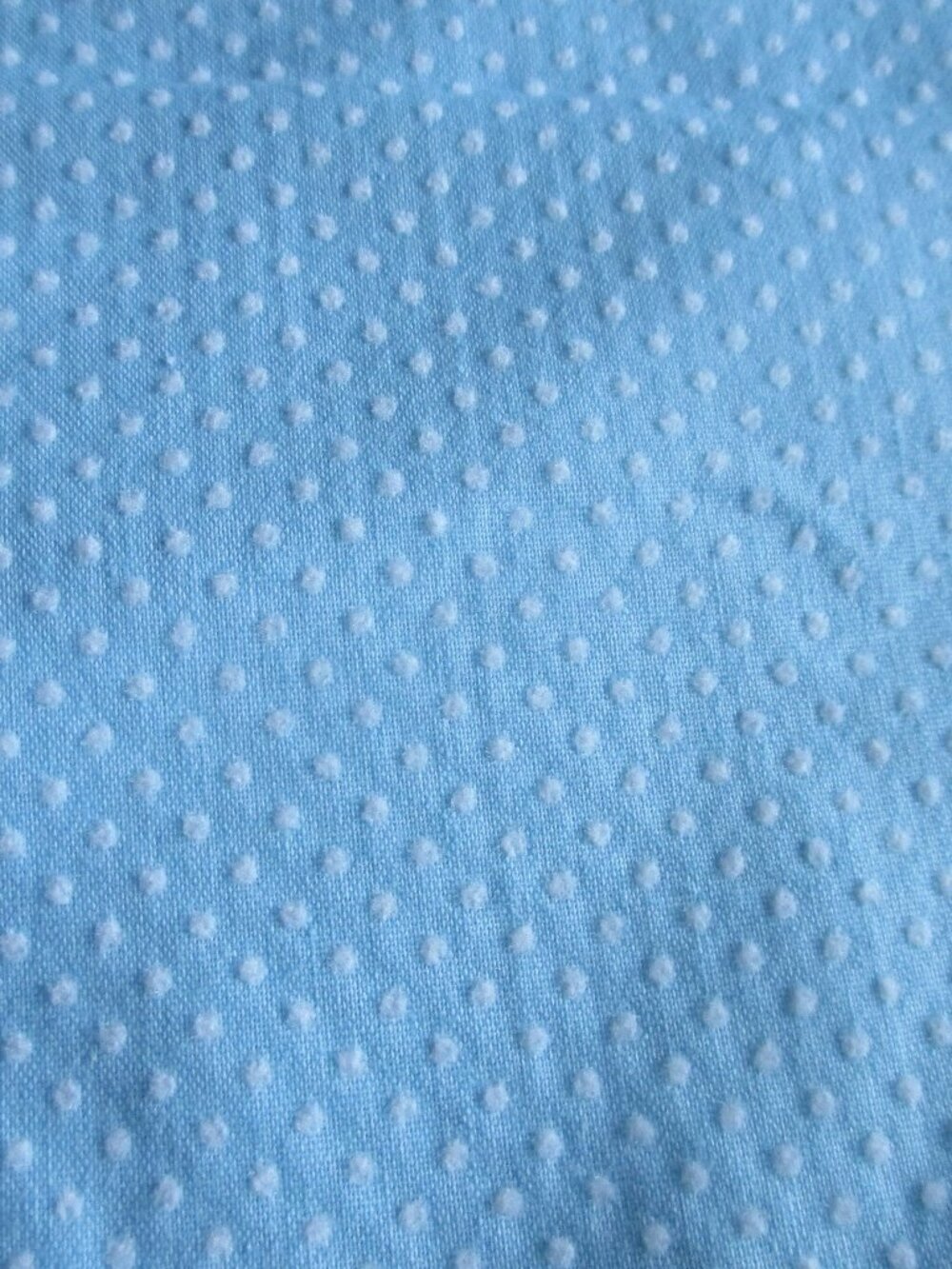 VINTAGE PASTEL BLUE-POLKA DOT SEERSUCKER FABRIC/44W4YDS&24"/NOS